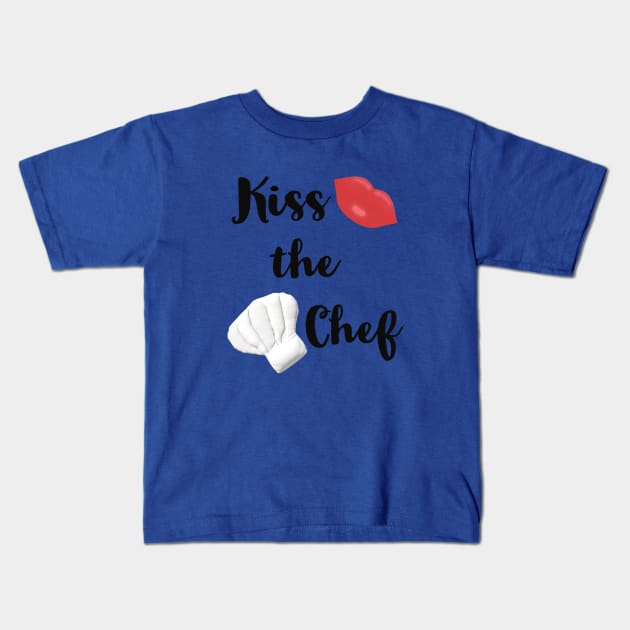 Kiss the Chef (Blue Background) Kids T-Shirt by Art By LM Designs 